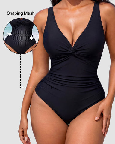 Hourglass™ Ruched Twist Front Slimming One-Piece Swimsuit