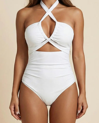 Women’s Cutout Monokini, Tummy Control Deep V Backless Swimwear