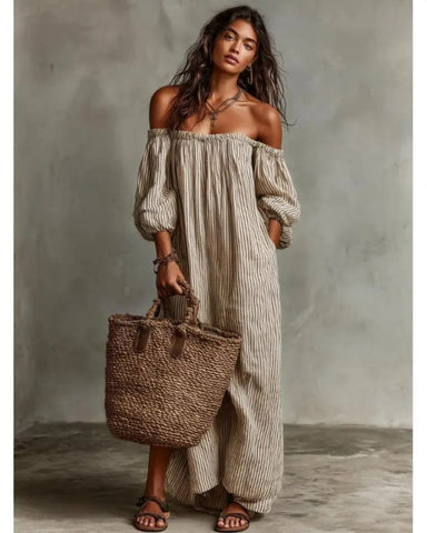 New Summer Arrival: Elegant Casual Loose-Fit Striped Dress