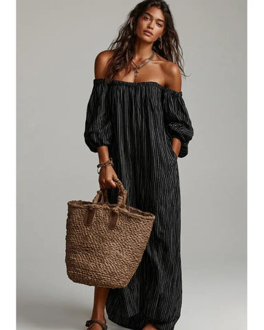 New Summer Arrival: Elegant Casual Loose-Fit Striped Dress