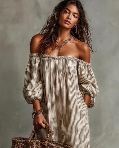 New Summer Arrival: Elegant Casual Loose-Fit Striped Dress