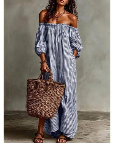 New Summer Arrival: Elegant Casual Loose-Fit Striped Dress