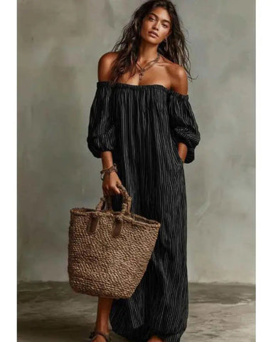 New Summer Arrival: Elegant Casual Loose-Fit Striped Dress