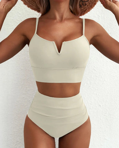 High Waisted Bikini Set – V Wire Tummy Control Adjustable Straps