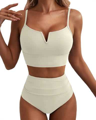 High Waisted Bikini Set – V Wire Tummy Control Adjustable Straps