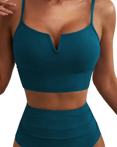 High Waisted Bikini Set – V Wire Tummy Control Adjustable Straps