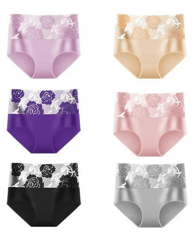 6-Pack Women’s High Waist Cotton Briefs, Tummy Control Printed Stretch Panties Set
