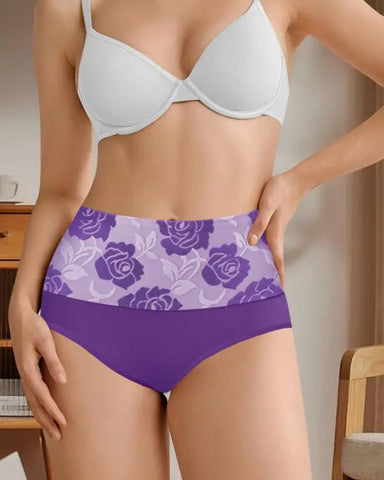 6-Pack Women’s High Waist Cotton Briefs, Tummy Control Printed Stretch Panties Set