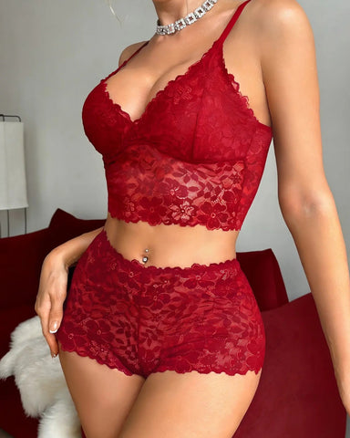 Sexy Lace Bra Set Breathable Lingerie with High Waist Panties