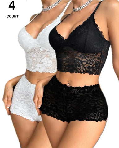 Sexy Lace Bra Set Breathable Lingerie with High Waist Panties
