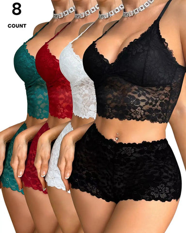 Sexy Lace Bra Set Breathable Lingerie with High Waist Panties