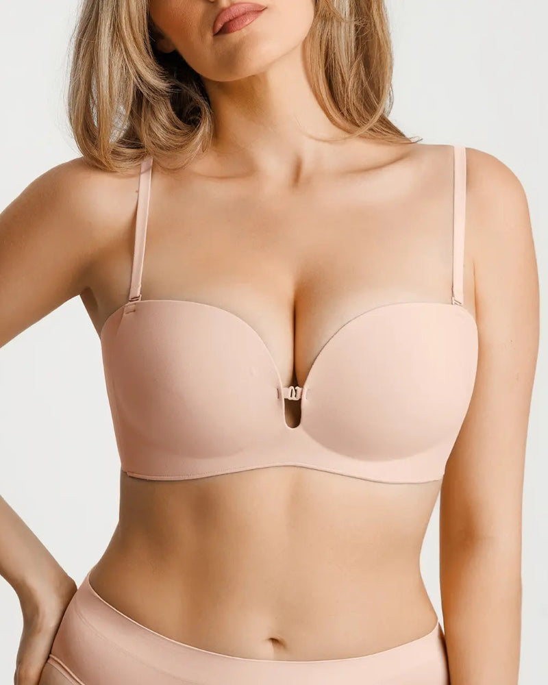 Seamless Strapless Push-Up Bra with Removable Pads