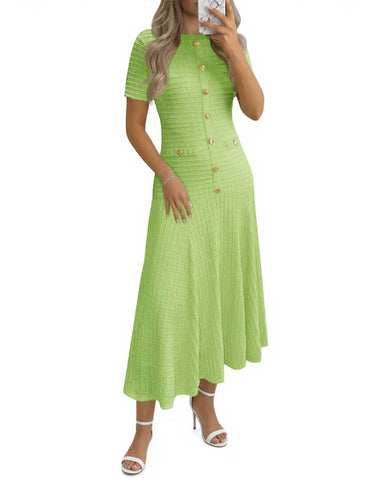 Women's Summer Midi Dress, Short Sleeve A-Line Casual Dress
