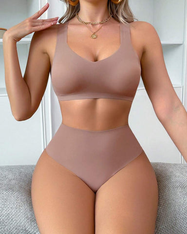 Leopard Print Seamless Lingerie 2-Piece Set