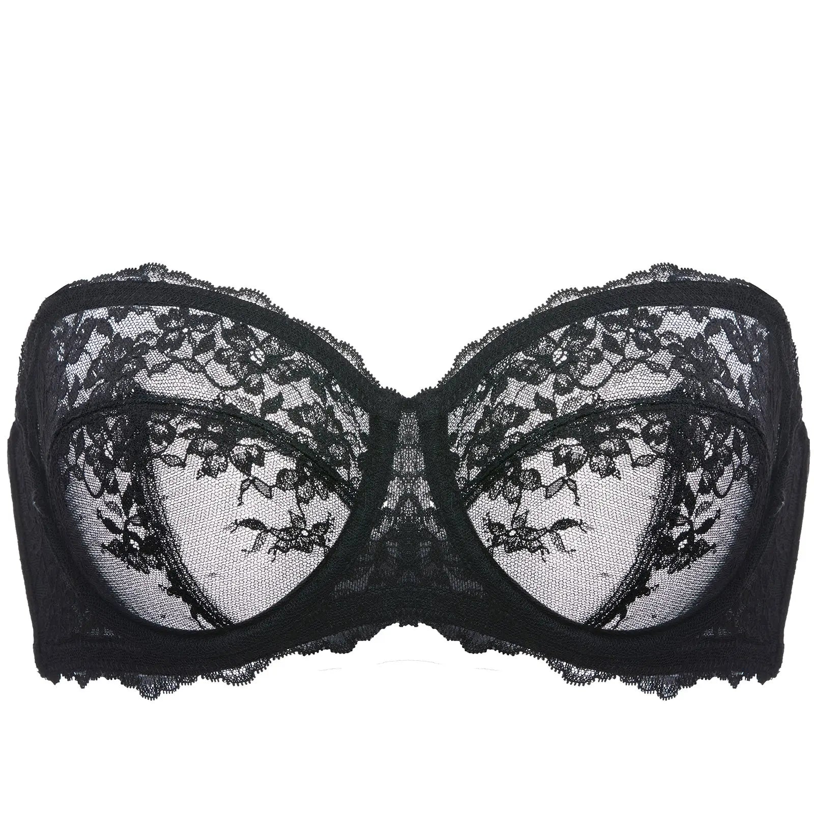 Lace Strapless See-Through Plus Size Convertible Underwire Bra