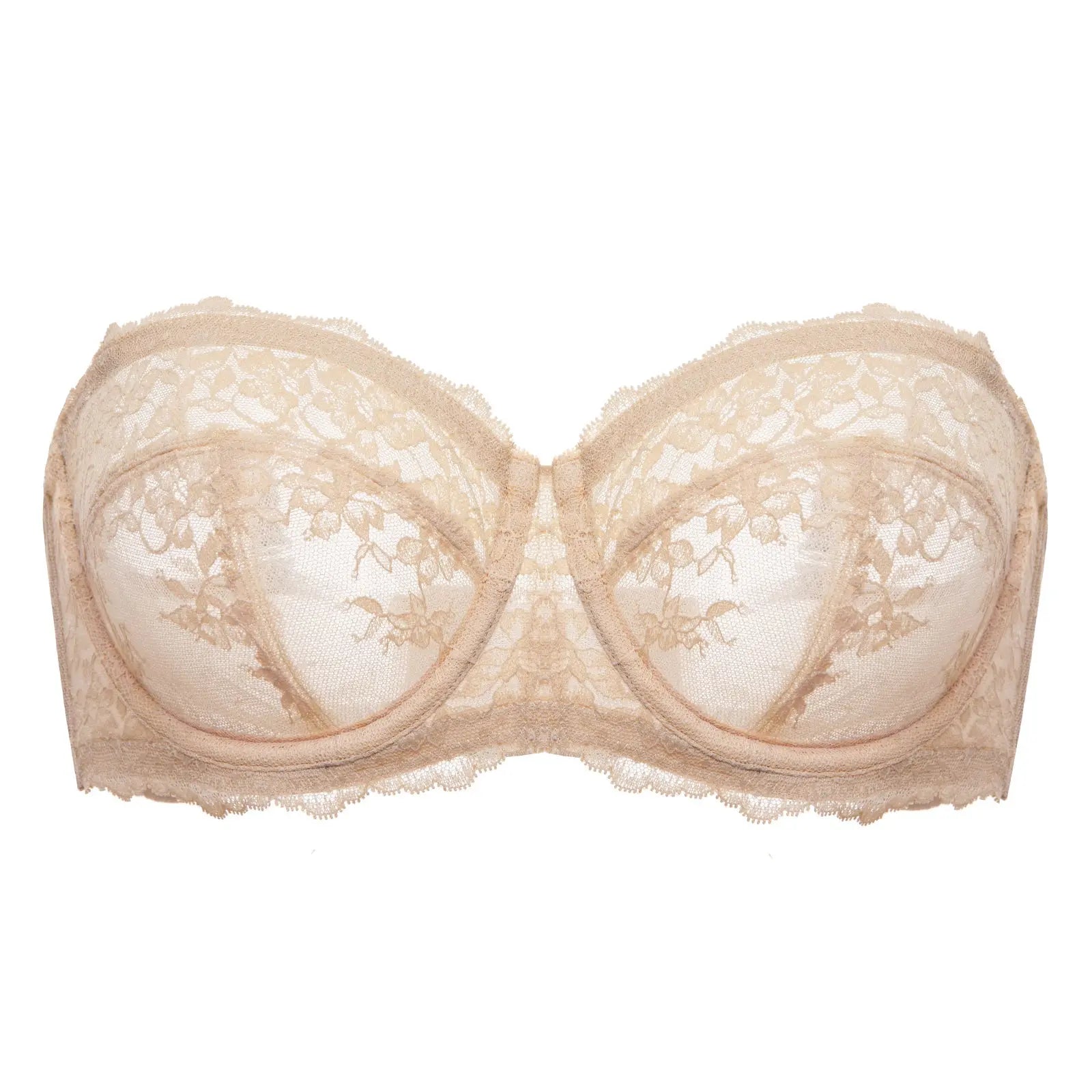 Lace Strapless See-Through Plus Size Convertible Underwire Bra