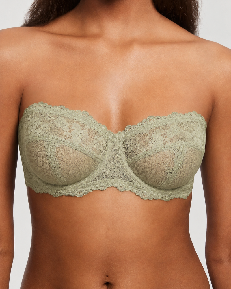 Lace Strapless See-Through Plus Size Convertible Underwire Bra