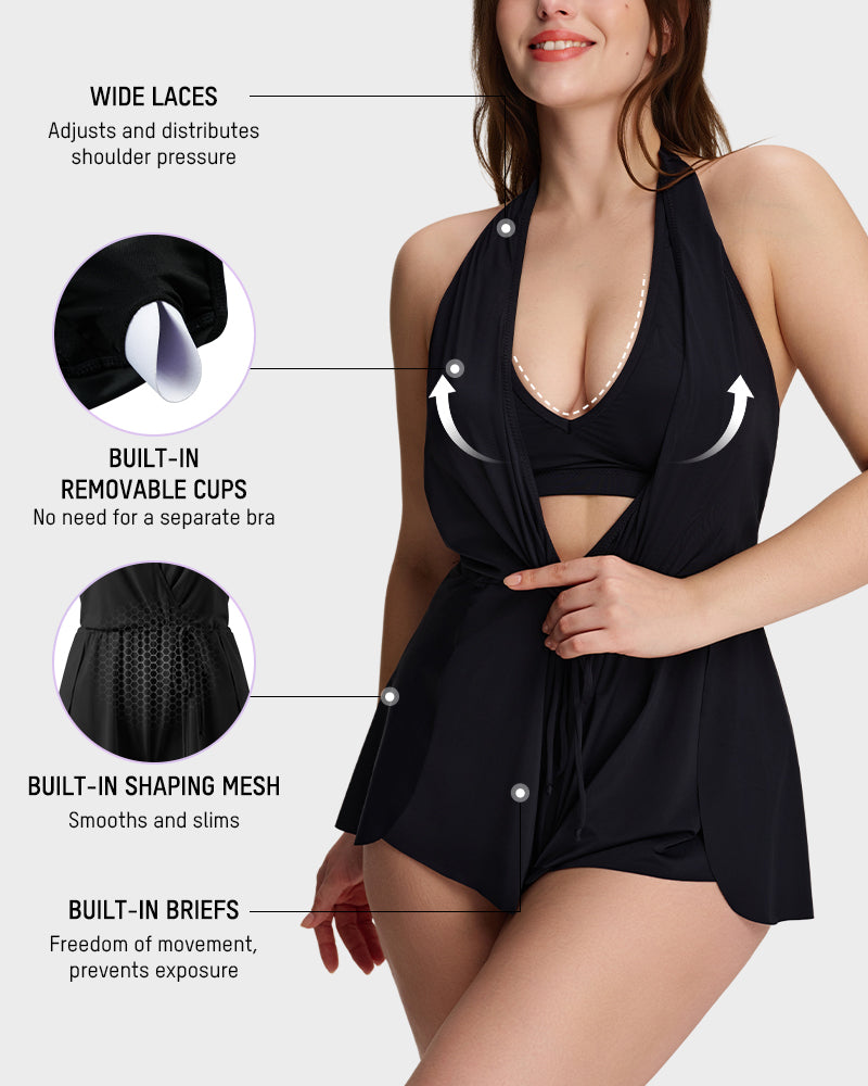 Halter Neck Tummy Control Swim Romper