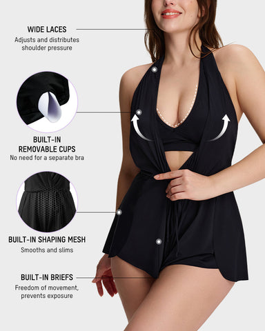 Halter Neck Tummy Control Swim Romper