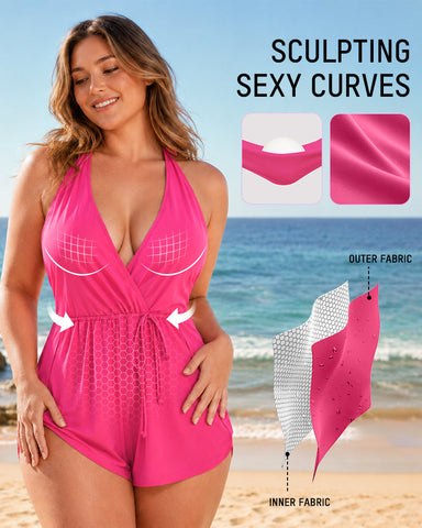 Halter Neck Tummy Control Swim Romper