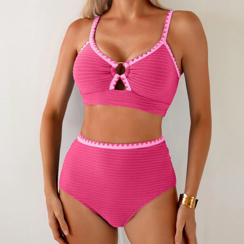 2-Piece Floral Cutout Bikini High-Waist Swimwear