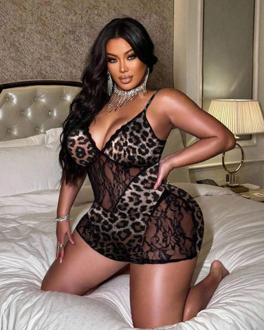 Leopard Print Bodysuit with Matching Shorts