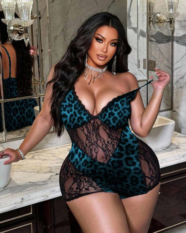 Leopard Print Bodysuit with Matching Shorts