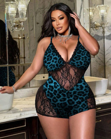 Leopard Print Bodysuit with Matching Shorts