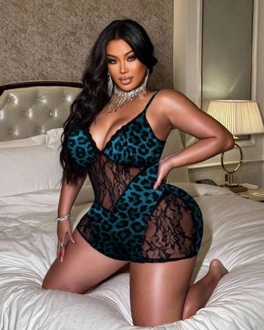 Leopard Print Bodysuit with Matching Shorts