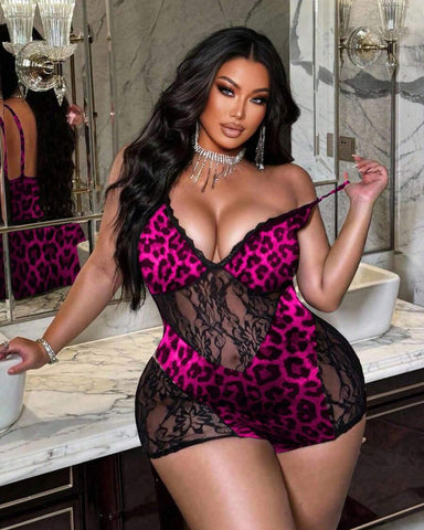 Leopard Print Bodysuit with Matching Shorts