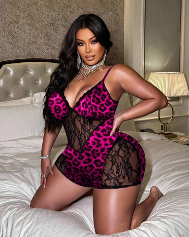Leopard Print Bodysuit with Matching Shorts