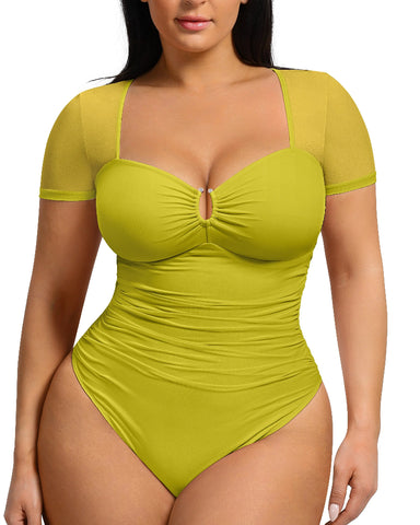 Short Sleeve Tummy Control Shapewear Bodysuit