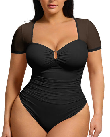 Short Sleeve Tummy Control Shapewear Bodysuit