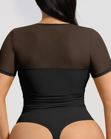 Short Sleeve Tummy Control Shapewear Bodysuit