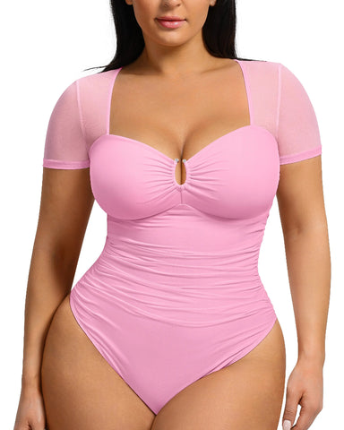 Short Sleeve Tummy Control Shapewear Bodysuit