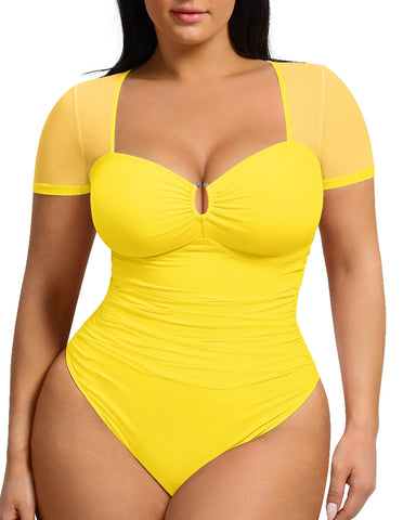 Short Sleeve Tummy Control Shapewear Bodysuit