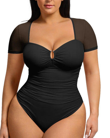 Short Sleeve Tummy Control Shapewear Bodysuit