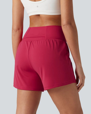 High-Waisted Yoga Shorts Set with Pockets