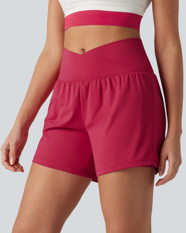 High-Waisted Yoga Shorts Set with Pockets
