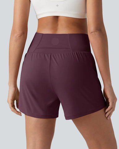 High-Waisted Yoga Shorts Set with Pockets