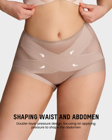 High-Waisted Cross Support Shaping Panties (6-Pack)