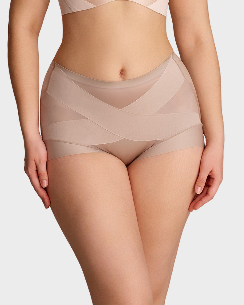 High-Waisted Cross Support Shaping Panties (2-Pack)