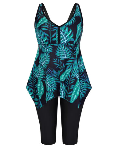 Plus Size Flowy Tankini Set with Pockets