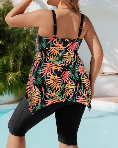 Plus Size Flowy Tankini Set with Pockets