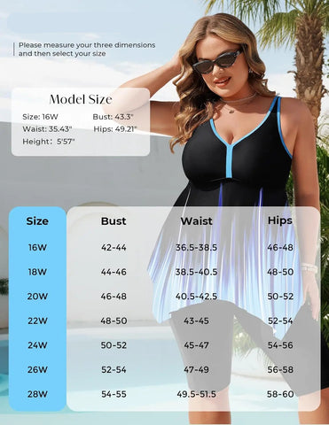 Plus Size Flowy Tankini Set with Pockets