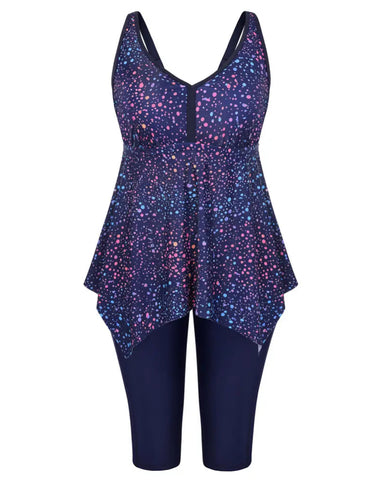 Plus Size Flowy Tankini Set with Pockets
