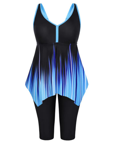 Plus Size Flowy Tankini Set with Pockets