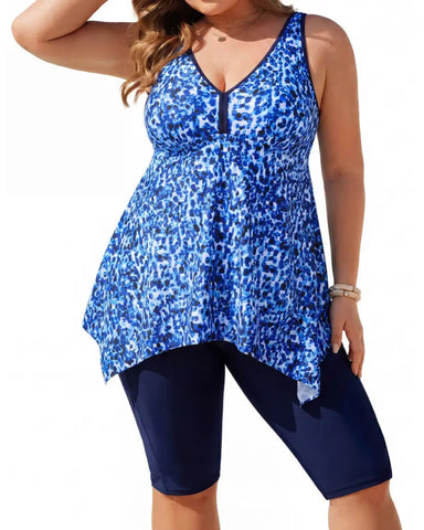 Plus Size Flowy Tankini Set with Pockets