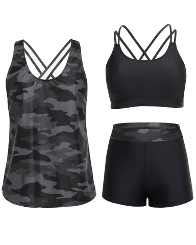 3-Piece Tummy Control Tankini Swimwear