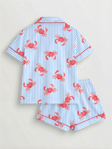 Women's 2-Piece Crab Print Pajama Short Set
